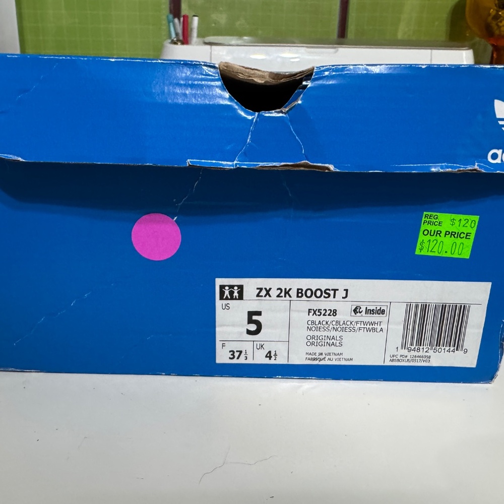 Addidas ZX 2K Boost J Black Boys size 5 NWT original box - Picture 6 of 6